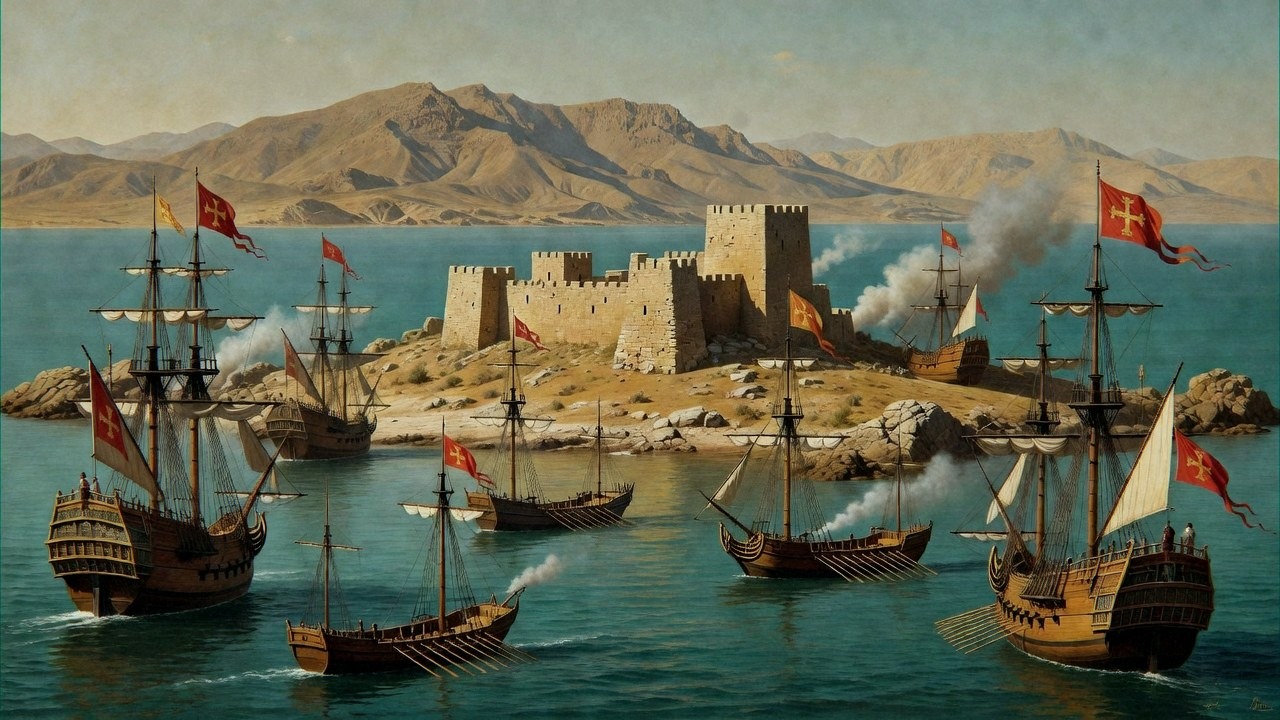 Portuguese carracks before the fortress at Hormuz, sixteenth century